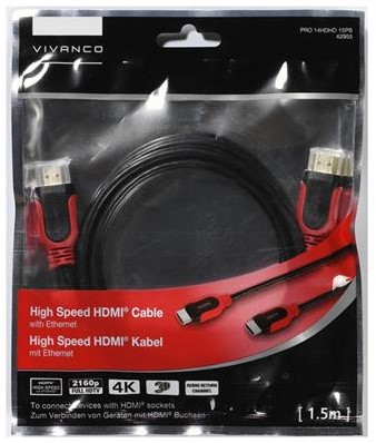 Vivanco Bulk HDMI kabel HSE 1.5m zwart/rood